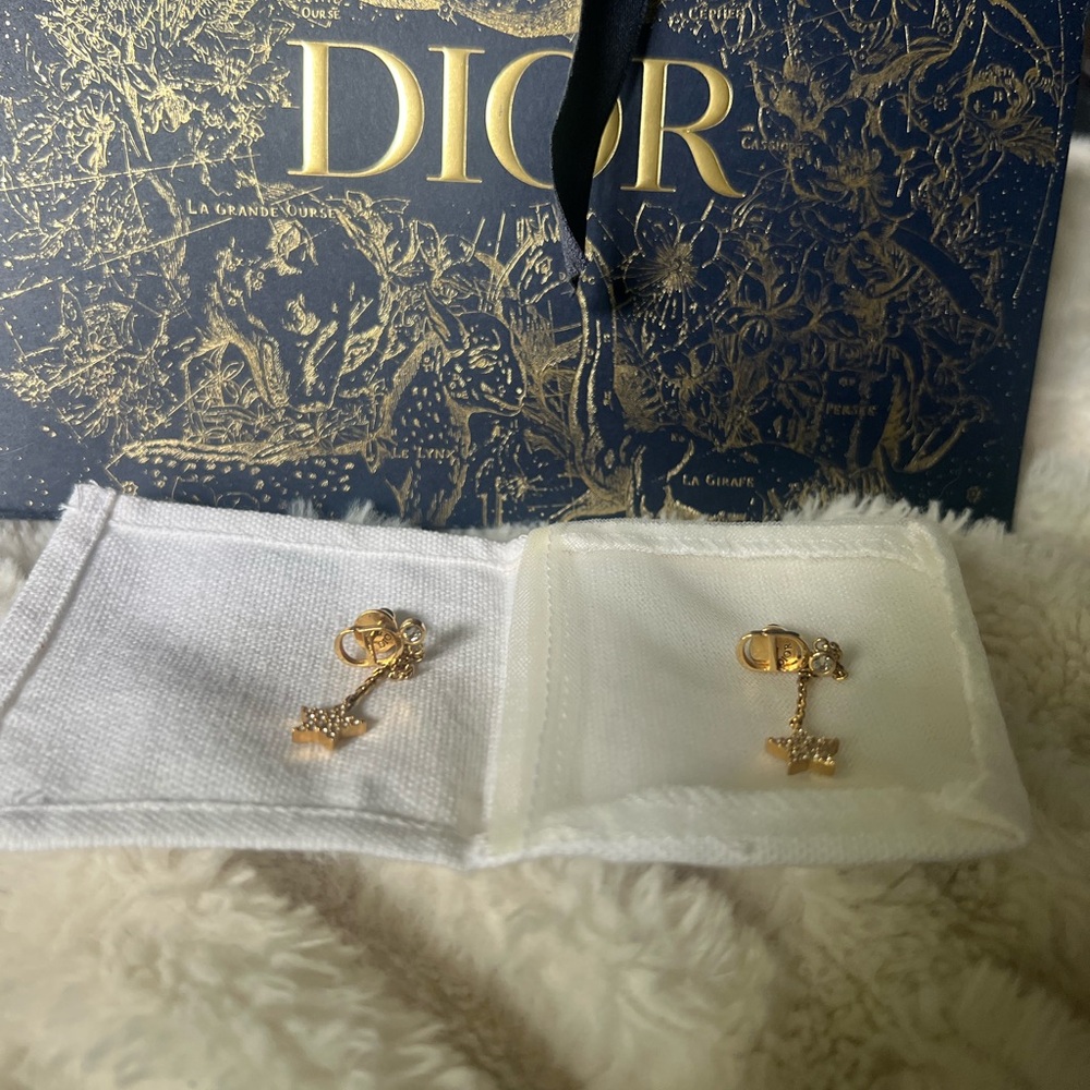 Dior Gold Stud Earrings Luxurious Design